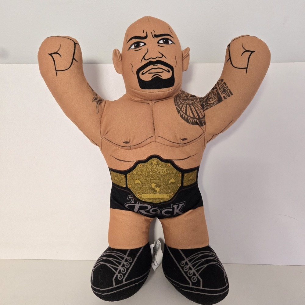WWE The Rock 2012 Brawlin Buddies Dwayne Johnson Stuffed Doll Toy Tested Working